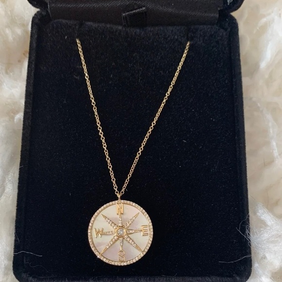 New! 14k and diamond compass pendant - Picture 7 of 11